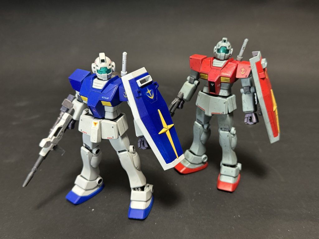 脳内設定は一年戦争終結後、地球のオーガスタ研究所で今後開発される量産型MSに使用されるマグネットコーティングのテスト、試作武器の開発、サイコミュの小型化などにテストされた機体ジェネレーターの大型化、マグネットコーティングを施し、一年戦争時の機体と比べ俊敏にはなり、大型ビーム兵器も搭載できるようになったものの、サイコミュの小型化、搭載には失敗し、基本設計の古さからグリプス戦役には残れなかったが、マグネットコーティングの研究はその後開発される可変MSに多いに役立ち、試作された武器もグリプス戦役で量産されたMSの主力武器に大きな影響を与えたまた、サイコミュの研究と共に強化人間の研究も同時に行われていたため、それも役に立ったその後、チューンされた機体はそのままオーガスタ研究所守備隊に回され、グリプス戦役が終了するまで隊長機として使われた型式もORGM-79に変更されていると、勝手な脳内設定になってます次はジムキャノン作るかな😊