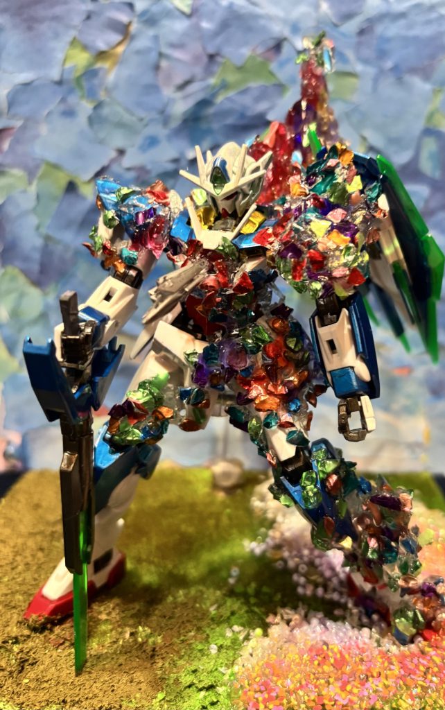 結晶だけだと花感がなかったのでポスカで塗りました💐最近背景をつけてるんですが、今回は対話のイメージで小学校などでやるちぎり絵にしました。