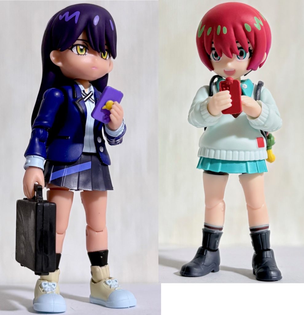 マチュとニャアン。リンクトラベラーズは以前バンダイで出していたガチャガチャ「アクアシューターズ」のフォーマットを踏襲しつつ、可動やクオリティがより洗練されている。