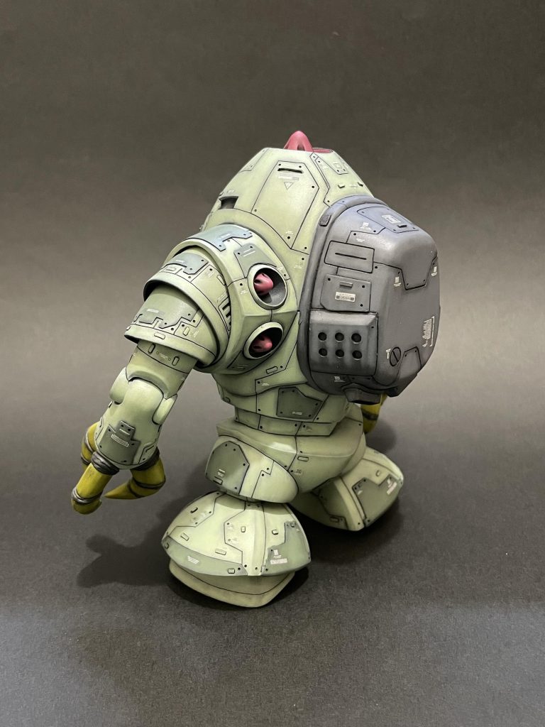 ゾックは、裏表に顔がありますが、ランドセルを自作しましたちなみにプロテインのスプーンです🤣筋彫り、プラ板ペタペタ、デカールなど、色も満足です👍最後まで読んで頂きありがとうございました😭いいね！もらえると励みになります🙇