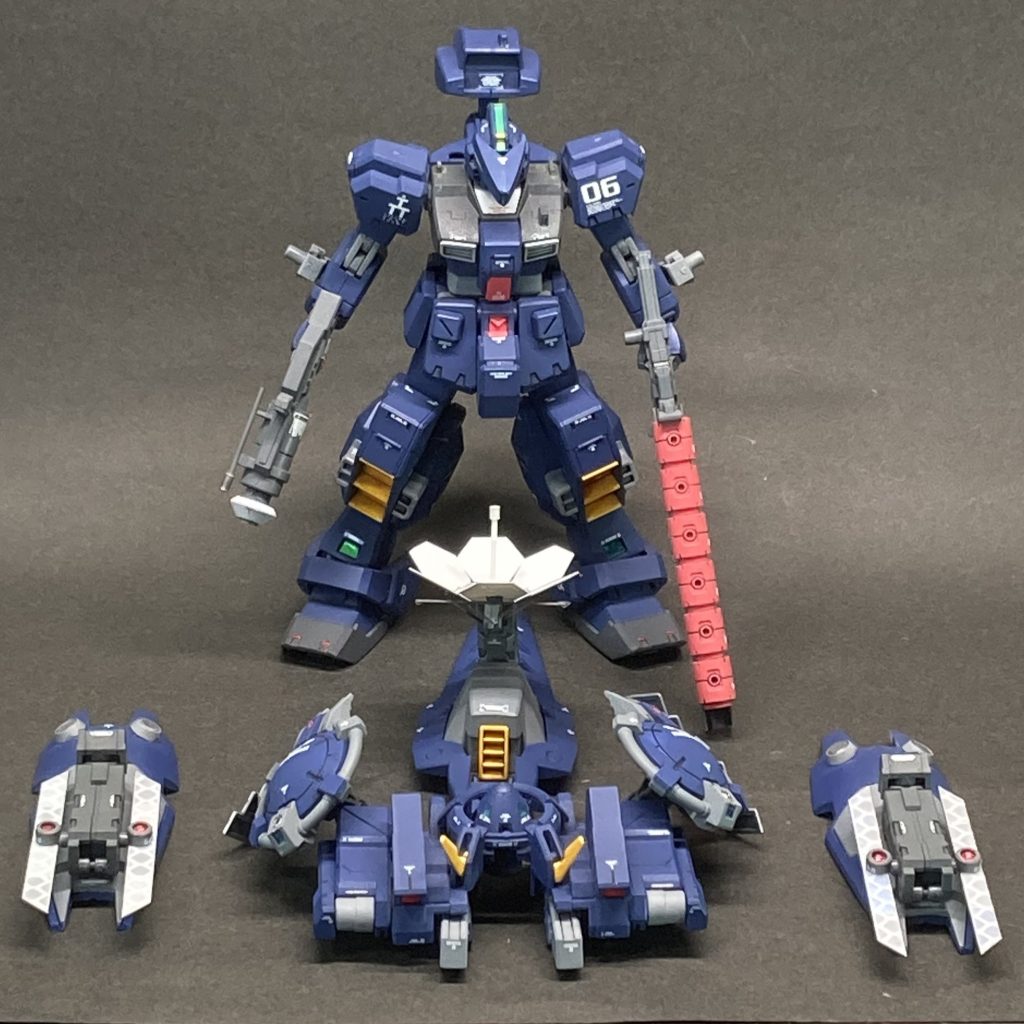 TR計画には、「装備換装によってあらゆる局面に対応する万能型MS」という設計思想が流れている。この電子戦装備型ヘイズルもその具体化の一例であり、ヘイズル本体を改修するのではなく、必要なオプションを装備することで電子戦装備機となる設計となっている。それでは、各オプションについて解説しよう（妄想ですけど･･･）