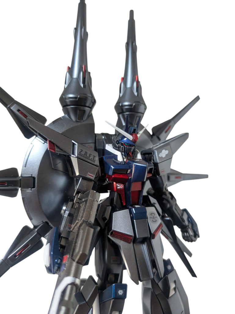 塗装レシピ　G：ガイアノーツ　C：クレオス　D:DSPIAE　B：ボーンペイント関節部：（G）EXブラック→（G）スターブライトアイアン→（G）フラットクリア銀部：（G）サーフェーサーEVOブラック→（G）EXブラック→（C）ムーンストーンパール→（B）フルグロスクリア赤部：（G）サーフェーサーEVOブラック→（G）EXブラック→（B）レッドマイカ→（B）フルグロスクリア紺部：（G）サーフェーサーEVOブラック→（G）EXブラック→（G）EXシルバー→（C）ディープクリアブルー→（B）フルグロスクリア白部：（G）サーフェーサーEVOブラック→（G）EXブラック→（C）エアリアルホワイト→（B）フルグロスクリア