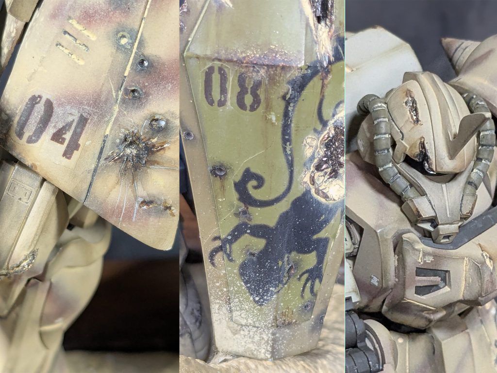 追加装甲したスカートと銃撃による被弾