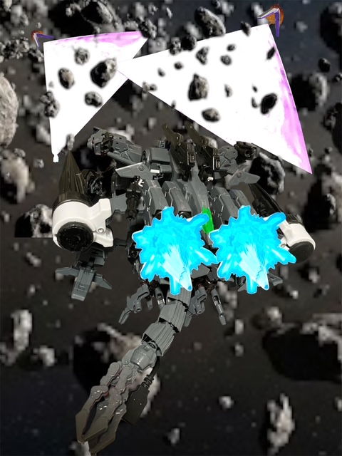 ハンティング開始12時間前。暗唱宙域に到着した螺鈿ワークス改装艦「カチョウフウゲツ改」。艦内で、今回の強襲・破壊作戦のブリーフィングが始まっていた。というわけで、哨戒を我々が相手をしている間に螺鈿ワークスさんには連中の巣穴に火をつけてもらう。あとは飛び出した獲物を罠に誘いこんで、引っかかった後はみんなで潰す。以上だ。ふざけた口調だが、その場にいる人間は誰一人おちゃらけてはないない。では、作戦にかかるぞ。その光景を脳裏に思い出しつつ、視界の下をアステロイドベルトをつっきる巨獣を見下ろす。さあて、鬼ごっこを始めるぞw一斉にバズーカの火砲が火を噴く!!飛んできた火砲に内心冷や汗を出しつつ、憤りとともに火砲の先に進む巨獣。逃がさない!!!!!!(# ゚Д゚)だがその精彩に欠いた思慮は、隕石に隠れたビームバリアーを見逃した。・・・・・・・!!!!!!?つぎの瞬間、巨獣をビームとショックの光が包んだ。(7枚目)