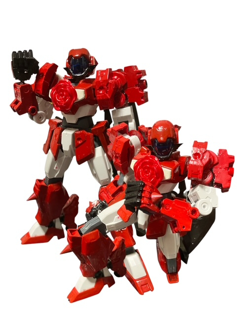 船長の一味のイラストと海賊の一味らしく頭部はプラ板で髭と赤バンダナらしく装ってみました。