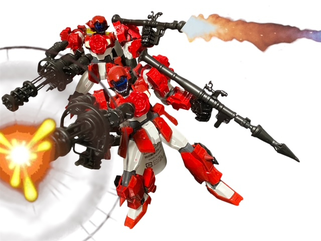 ガトリングガンとパンツァーファスト。百均で最近在庫に余裕が出てきてます。海賊だから派手に逝かないとね。