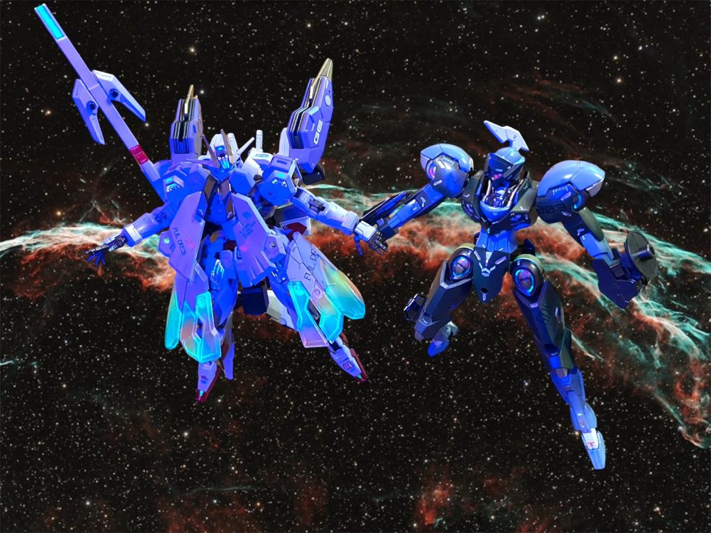 エイテールとミカエリス・ノーム&nbsp;2機のGUND-ARMが手を取り合うと、虹色の光はますます溢れ出し、宙域全体に広がってゆく。ミカエリス・ノームは纏っていたGUNDアーマーをパージし、スレッタの生体認証により、漆黒の騎士の中に封印されていたカルド博士の研究データは解放された。&nbsp;&nbsp;『現在時刻、アド・ステラ101年3月12日宇宙標準時21時36分、フォールクヴァングにて記録中。私はカルド・ナボ、オックスアース社、ヴァナディース機関の研究主任を務めている…』&nbsp;ジャックされた回線を通して、全世界に流れ出したのはカルド博士が生前に遺していたらしき記録映像だ。&nbsp;「おぉ…カルド博士の研究データが遂に開かれたのですね！素晴らしい、今日は、人類が時間さえも支配したという歴史的な日になるのです！！」議長はその映像を見て、歓喜の声を上げている。&nbsp;&nbsp;