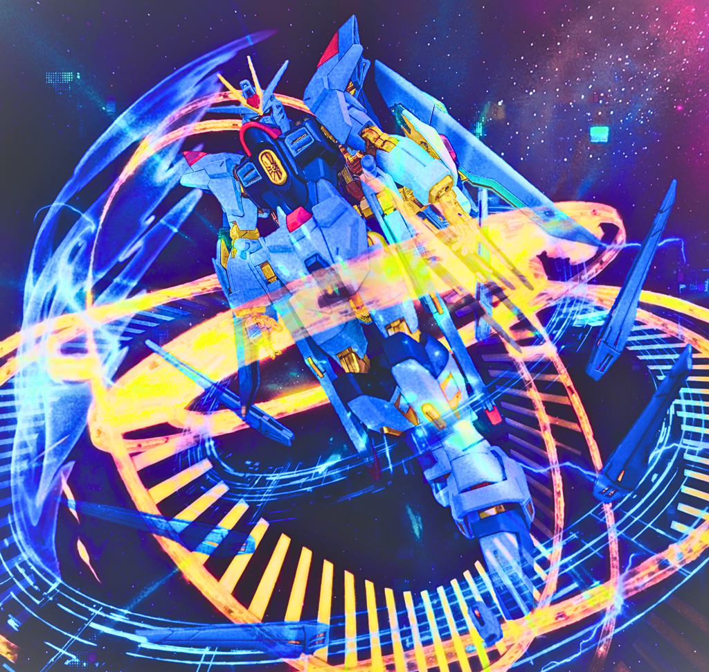 デジラマとしては、調律の瞬間を可視化しました。事象調律（ハーモナイズ・エフェクト：Harmonize Effect）と呼びます。感応波による雷撃操作を可能にする空間に展開される量子回路（あるいは魔法陣）のようなイメージです。呪術廻戦に置き換えると領域展開のようなものかもしれません。呪力も見えませんし、今回のような高次元の空間操作、因果律への干渉についても視覚化するのは大変難しく、物理的にも限界がありますが、キラの感応波をラクスの感応波で調律することで、新しい高次元干渉が成立します。&nbsp;これを心理学的に捉えるなら「自己完結した自我は、他者という鏡（フィードバック）を通して初めて、その本来の力を発揮し、現実に適応できる」というプロセスそのもので、『他者の反応が自分を完成させる』という言葉が、この調律シーンにそのまま重なります。&nbsp;技術的には、キラが「在るか無いか」を書き換えるのに対し、ラクスは「どう在るか」という状態の定義に干渉します。兵器が兵器として機能するためには、動力炉から四肢、武装までが一定の秩序（情報）を持って結合している必要があります。ラクスの感応波は、高次元側からこの「結合の秩序」を断ちます。SEED FREEDOMの劇中では、雷撃に撃たれているような描写でしたが、実は、エネルギー伝達パス（回路）を高次元から切断されることで、動力のエネルギーが行き場を失い、空間へ雷撃のように放出、同時に制御系を破壊しているという解釈です。それは、目で見ることのできない高次元空間での操作が、目に見える三次元世界において「最も効率的に顕現した姿」ともいえるかもしれません。「壊すのではなく、ただ、その役目を終えさせる」という彼女の慈愛が、機体を破壊（存在抹消）せずに沈黙させるという結果をもたらします。キラが一人で苦悩していた「存在確率の操作」を、ラクスが「未来の定義」として上書きする流れは、SEED FREEDOMのテーマである「愛」と「必要性」に直結します。&nbsp;そして、弐式Ｒのウイング構造では、この調律を安定させるには限界があり、キラの出力をラクスが常に横で支え続けることも、身体的負荷が大きすぎることから、キラの出力を受け止め、ラクスの調律能力を100%発揮させるためには、「ラクスの感応波を増幅することに最適化した構造で、独立して機能する、有人運用を前提とした専用の支援ユニット」の設計が開始された。ラクスの愛と調律の意志を具現化した、白い黄金の翼。有人運用支援機『プラウドディフェンダー』は、こうして誕生したのである。&nbsp;この『創世の雷撃：Episode R』で得られた「キラの演算能力と、ラクスの調律能力の融合」という結論。これこそが、有人支援機プラウドディフェンダーの設計思想の原点であり、後にマイティーストライクフリーダムが「戦いを止めるための絶対的な力」を手にするための、不可欠なミッシングリンクとなったのである。&nbsp;創世の力とでも呼びたくなるような、その名にふさわしい神のような力を振るうキラも、実は私たちと同じ『選ぶ痛み』の中にいます。神の領域に手をかけるほどの全能感と、それに伴う「人の範疇を超える絶望」、それは決して遠い宇宙の物語ではなく、私たちの「日常の選択」の延長線上にあるものなのです。自由であることは、孤独で、恐ろしい。だからこそ、その痛みを分かち合い、共にその選択を承認してくれる『他者（ラクス）』の存在が、力を振るうための最後の鍵（救い）となったのではないでしょうか。&nbsp;ほとんどの人は流されています。それは、きっと、流されるほうが楽だからです。一般に混ざって、 周りと同じように生きて、同じような思考になって、多数派が、正義と信じている。 行動しないから失敗もしない。足元しか見ていないのだから、躓くこともない。景色を見ない生き方は幸せなのでしょうか？