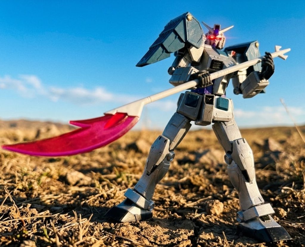 草原をバックに。