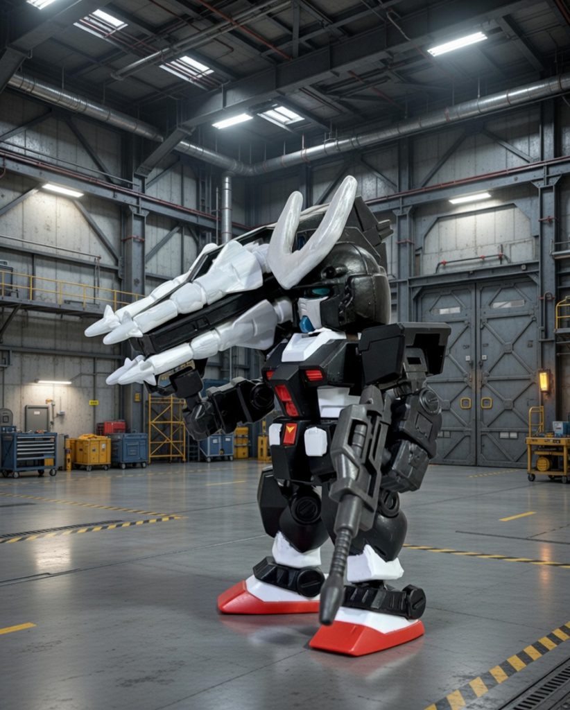 いちおう俺設定としては、ガンダムNT-1アレックスやガンダムGT-FOURと共に「G-4計画」の一部としてプランニングされた幻の機体の一つ。「AIによる機体制御」により、戦闘時における理想的な行動を実現できるようになっており、本機の学習型コンピュータはファーストロットの1～3号機よりも高性能なものに変更されている。しかしこれはパイロットの意思や肉体的限界などを無視して「戦いにおいて最善とされる動作」を取り続ける仕様であり、パイロットは「パーツの一部」にすぎないのである。最悪パイロットが死んでも機体とAIが無事ならしばらくの間、活動が可能という非人道的なシステムだった。それゆえ実験段階で危険性が発覚したため、開発には至らなかったのであった。なおG4システムの開発にはEXAMシステムやブルーディスティニーを開発したクルスト・モーゼス博士も一枚嚙んでいるらしい。