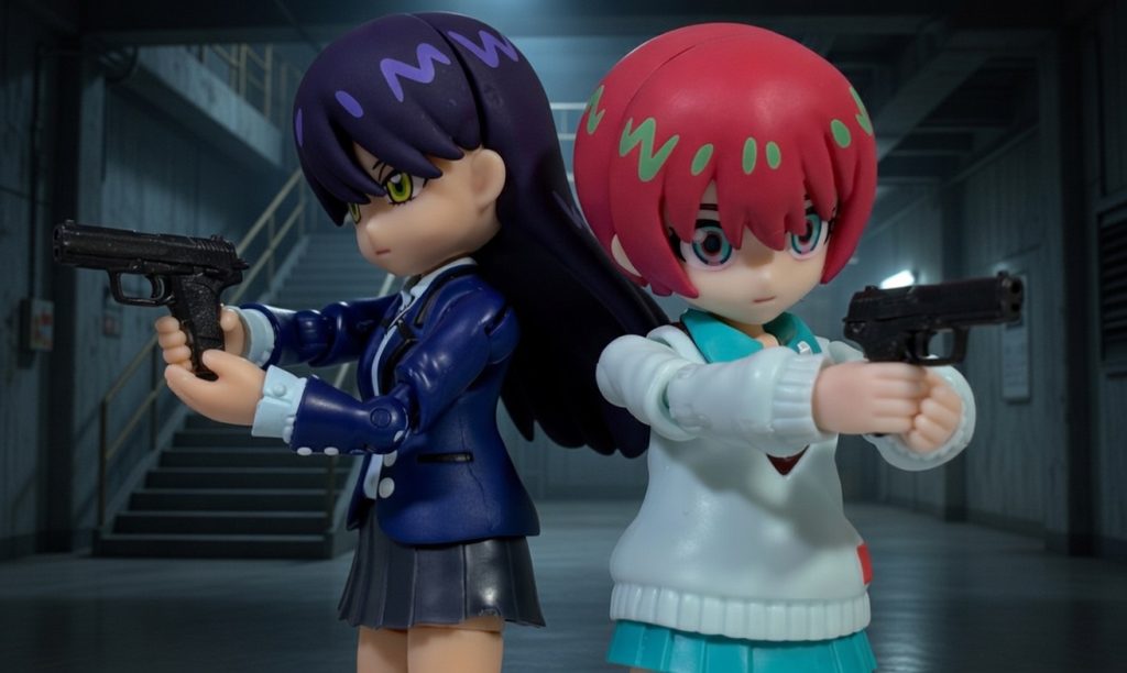 生身でMAV戦。銃は確かマックスファクトリーのモノを加工して持たせられるようにしたかな~(zaku-kao5)