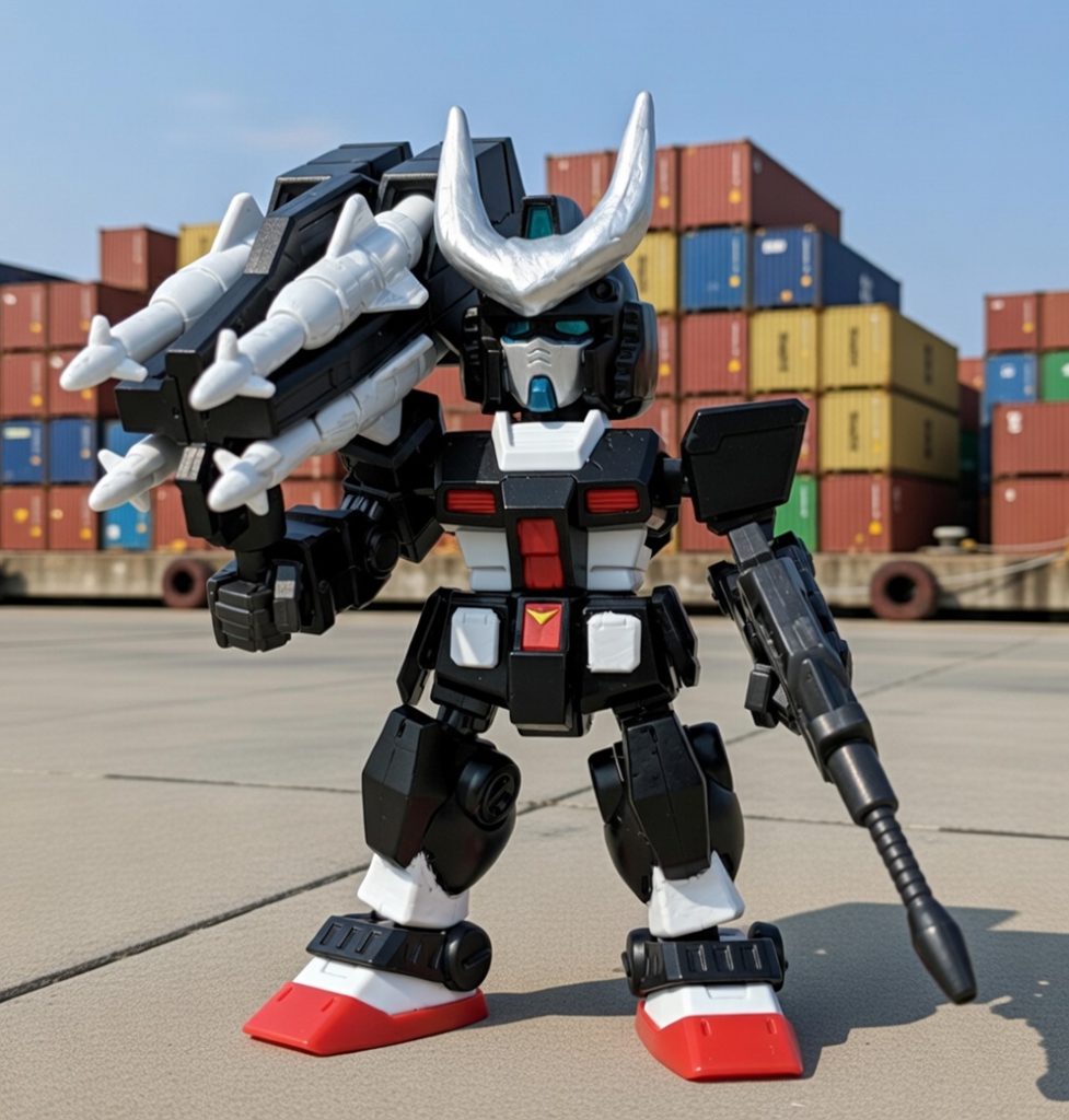 シミュレーション上では1号機のプロトタイプガンダムのCGモデルが使われており、専用武器には多目的巡航4連ミサイルランチャー「ギガント」が装備されている。正確な自動追尾機能を持ち破壊力も抜群。加害半径も広く、シミュレーション上では一撃でジオンのチベ1隻、ムサイ2隻、ザク11機を全滅させた。ギガントの設計思想は後に陸戦型ガンダムのミサイルランチャーに引き継がれた。