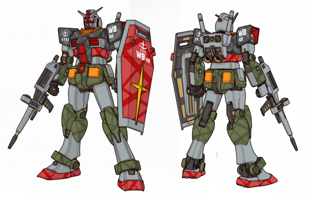 工作・定番加工（アンテナフラッグ除去 / フロントスカート左右分割 / ライフル銃口開口）・目立つPLの整形・メカ部にテトロンシール重ねディティール追加・3mm穴を30MMトラスベース突起切り出しで穴埋め塗装・下地 / グレー部：水性サフ グレー・赤：水性ガンダムカラー ガンダムレッド / ルナマリアピンク・黒：水性サフ グレー+ブラック・緑：水性ホビーカラー RLM71ダークグリーン / ダークグリーン2・オレンジ：水性ホビーカラー オレンジ + イエローオレンジ・ゴールド：水性ホビーカラー スーパーファインゴールド・頭頂部カメラ：水性ホビーカラー メタリックレッド・メカ：水性ホビーカラー 焼鉄色 / タミヤアクリル ゴールドリーフ・外装裏側：ダイソー アクリルマーカー メタルブラック・マーキング：自作デカール（スタンピングリーフ +クリアデカール）・ホワイトドット：ハセガワ フィニッシュシート・ウェザリング：リアルタッチマーカー / ウェザリングマスター / アクリルガッシュ製作期間：3週間