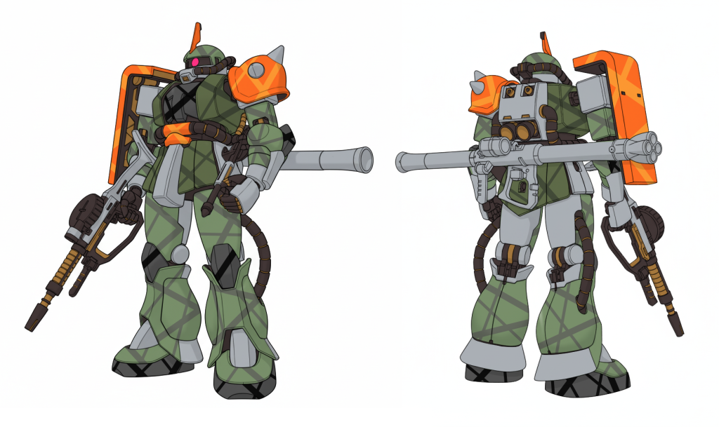 工作・アンテナフラッグ除去・PL整形・3mm穴を30MMトラスベース突起切り出しで穴埋め・細目スチールウールで表面処理・モノアイ/銃サイトにHアイズ追加塗装・下地 / グレー部：水性サフ グレー・基本色：水性ホビーカラー &nbsp;ダークシーグレー / よもぎ色・緑：水性ホビーカラー RLM71ダークグリーン / ダークグリーン+よもぎ色・黒：水性サフ グレー+ブラック・オレンジ：水性ホビーカラー イエローオレンジ / オレンジ・モノアイ/銃サイト：WAVE Hアイズ + ダイソー アルミテープ・メカ：水性ホビーカラー 焼鉄色 / タミヤアクリル ゴールドリーフ・外装裏側：ダイソー アクリルマーカー メタルブラック・マーキング：ガンダムデカール(軍章/階級章) / アシタのデカール(ナンバー) / 30MM汎用デカール(部隊章)・ホワイトドット：ハセガワ フィニッシュシート・ウェザリング：リアルタッチマーカー / ウェザリングマスター製作期間：2週間&nbsp;