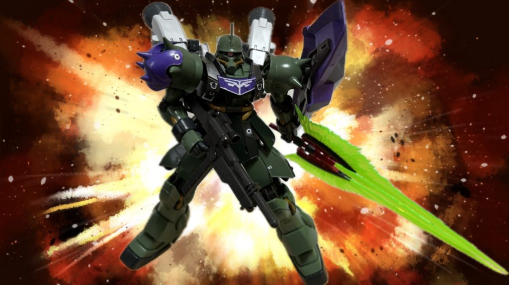 ヒルデマリーはグスタフ・カールを十字に切り裂いた。グスタフ・カールは爆散し、それを背にヒルデマリー機がビーム・トマホークを振り下ろした。