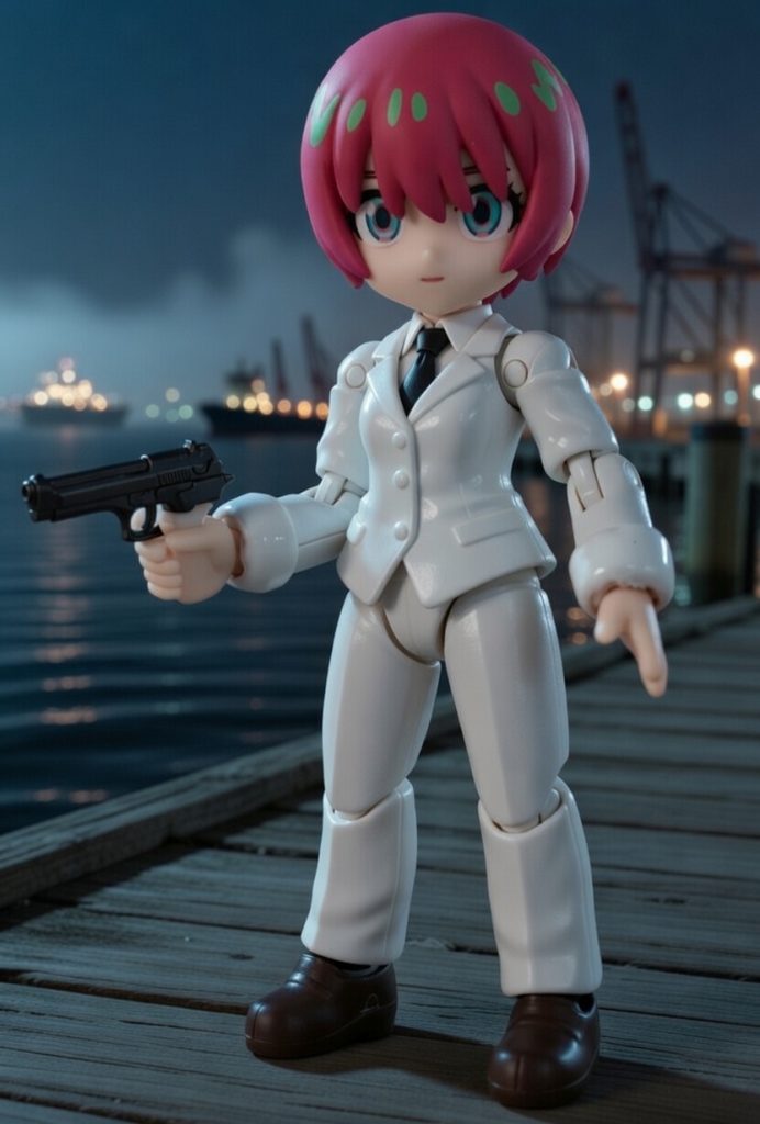 マチュは白のスーツ。