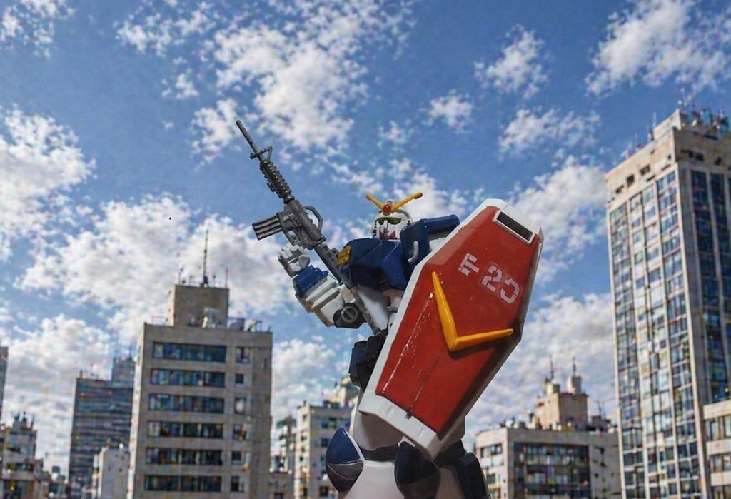 ジオン軍の占領下にある極東の代々木エリアの工廠で製造された。ガンダムの活躍が連邦市民の希望となる事を危惧し、評判を失墜させる為に投入した。しかし、街を襲撃したソム口を見た連邦市民は口を揃え「コレジャナイ」と叫んだという・・・。（背景は画像生成AIです）
