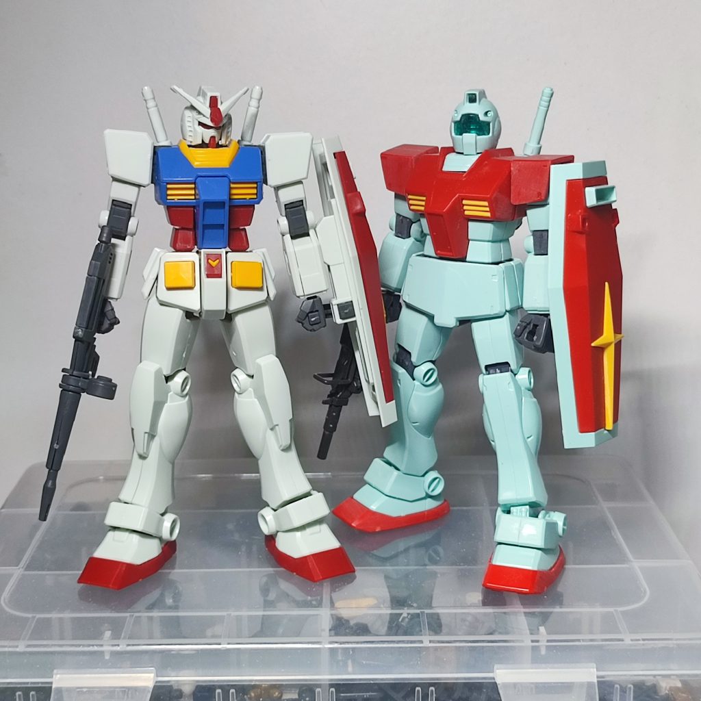 安価ながら結構いいスタイルのEGガンダムと初期HGの傑作、ジムを混ぜたらいい感じになるんちゃうか？という安易な発想からスタートしました。この頃は…