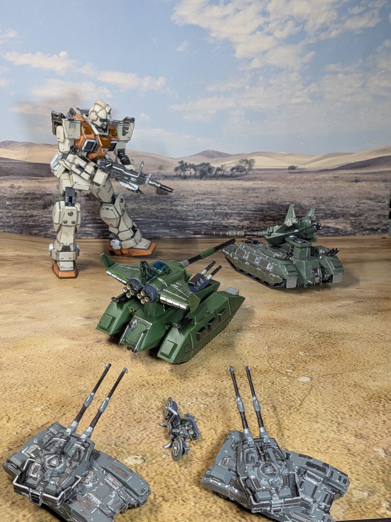 アピールショット３枚目を上から撮った図ちょっとキツめのぼかしを入れて、爆発や煙のエフェクトをこれでもかと貼り付ける加工をしましたおかげで、元の絵からかなり派手な絵になりましたね