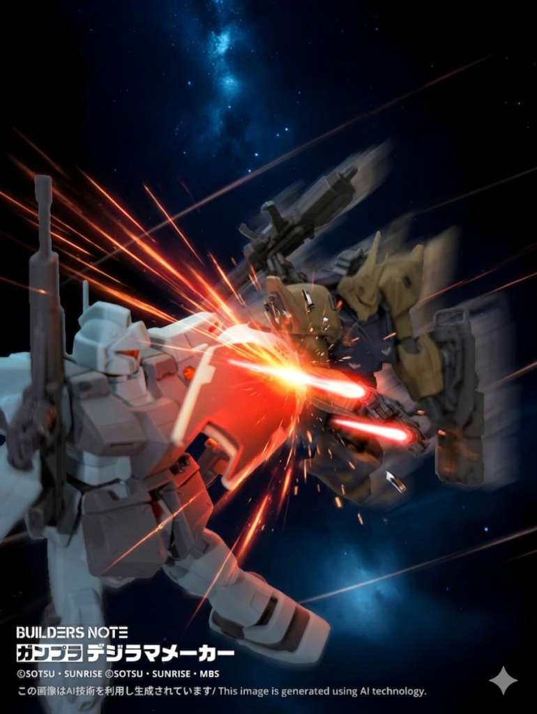 すんでの所で攻撃を躱した隊長機は驚きの声を上げる。&nbsp;「ツイン・ビーム・スピアだと…？」&nbsp;エフェメラはそのままの勢いでジム・コマンドへ標的を変える。&nbsp;エフェメラ「ほうら！！」