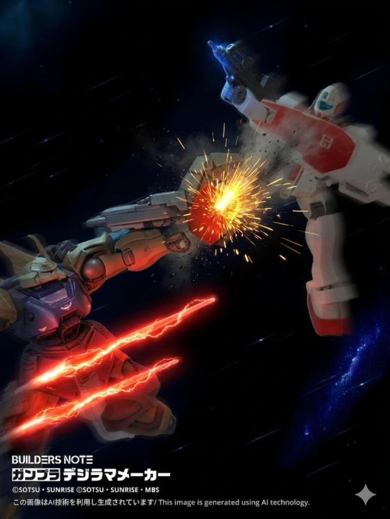 エフェメラ機はグラップルシールドのクローを展開し、ジム・コマンドの脚部を掴んだ後に力任せに振り回し、引き千切った。&nbsp;「０３、後退しろ！」&nbsp;ジム・カスタムとゲルググJ改は、１対１で睨み合い、接近する。増加装甲頼りに接近してくるジム・カスタムに腕部110mm速射砲を牽制射するが、装甲に阻まれる。&nbsp;エフェメラ「なんて装甲だい！」