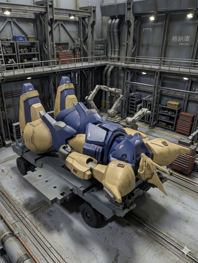 整備長「へい。ゲール中佐の機体と同じ色です。エフェメラ様も、「ハント」の名前を頂いたんでしょう？整備としても、中佐の色も一緒に連れて行ってやって欲しいと思いやして…」&nbsp;エフェメラ「余計な事を…！…まあ、今は時間が無いんだ。この事は後でじっくり話し合おうかねェ…よし！まずは出航するよ！」&nbsp;&nbsp;その時、警報とブリッジからの通信が鳴り響いた。&nbsp;「エフェメラ様！連邦軍が！」エフェメラ「何ィ！！」&nbsp;&nbsp;