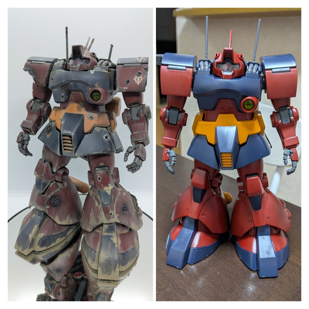 素組みと比べるとこんな感じです。やはり汚れたマシンは美しい・・・✨️　たまらん！　むせる！！ご視聴ありがとうございました。