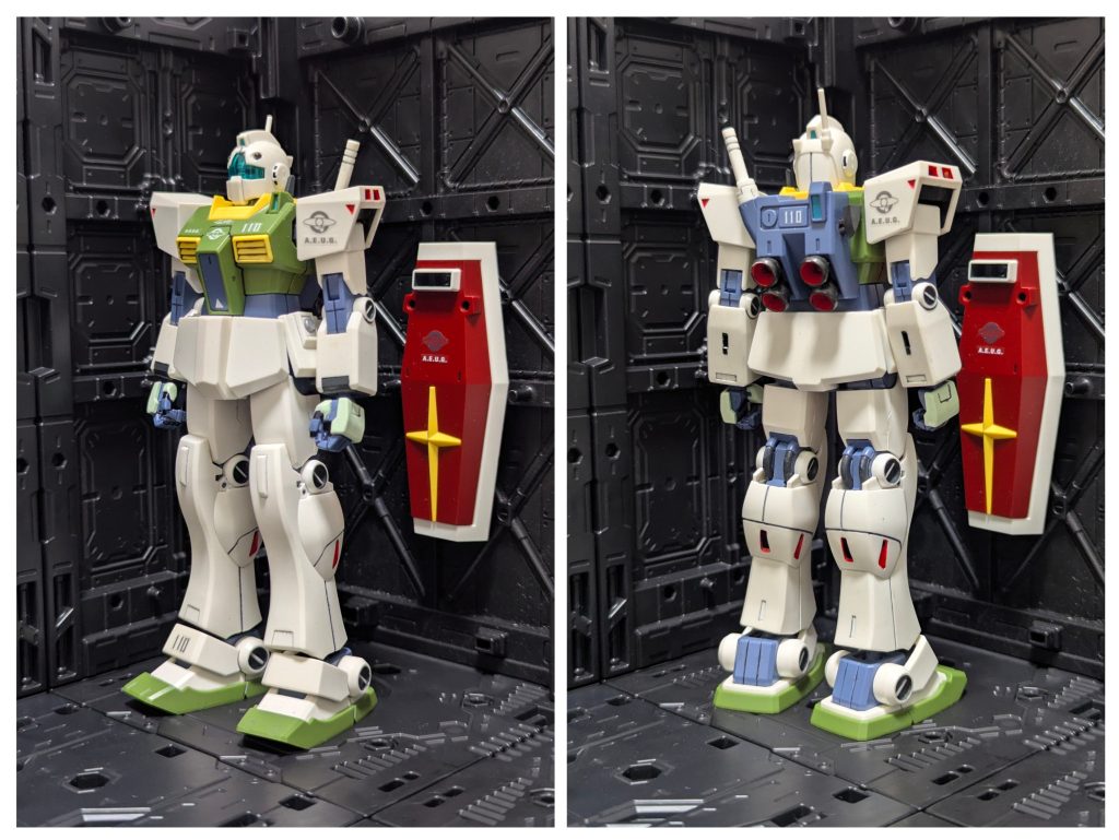 まずは前後ショットいつも通りの部分塗装、成型色仕上げです。このキットでは接着剤の貼り合わせ箇所が全く目立ちません。成型色のおかげでしょうか⋯？