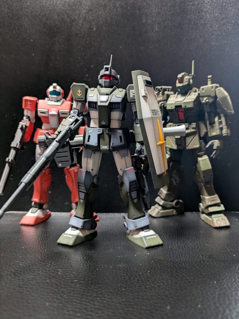 こちらは友情出演のジムスナイパーカスタム、ジムライトアーマー、そして超マイナー機のジムスパルタンです！