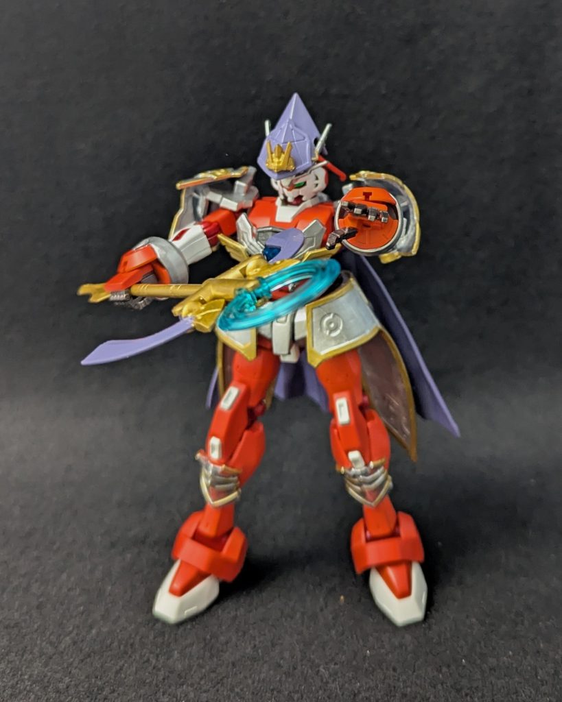 装備はシンプルに杖のみですこの杖は新しいワタルの皇龍丸の杖を改造したものです、ワタルのプラモはめちゃくちゃ安売りしてるのでミキシングパーツ取りとして超優秀ですよ