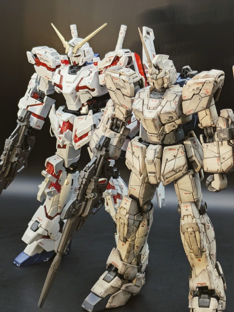 以前ピカピカリメイクしたHGのチタニウムフィニッシュと並んで(gundam-kao5)