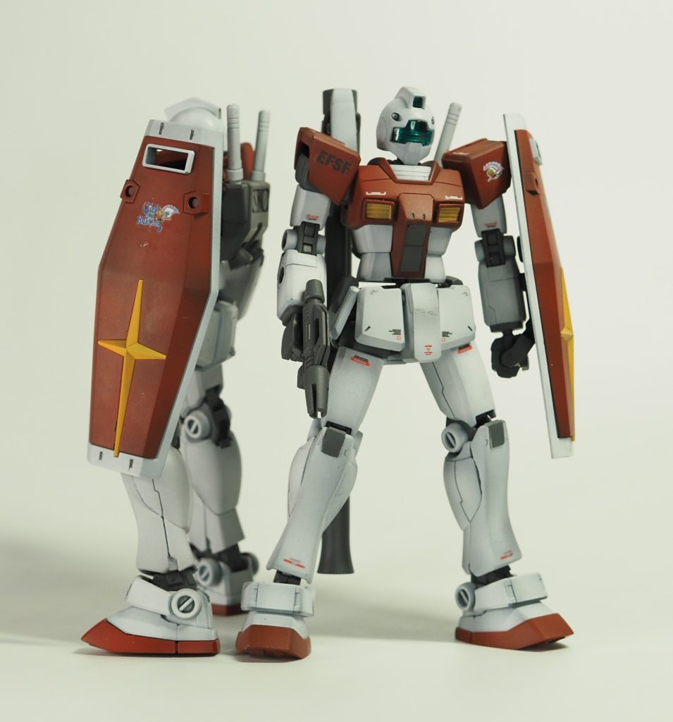 リバイブガンダムはアニメ作画に忠実なダクトをしているのでオリジンジムから複製してダクト改修、股間部とスカートはMG1.0とも少し違うデザインだったのでガンダムからジムの分を差し引いたデザインに改修しました