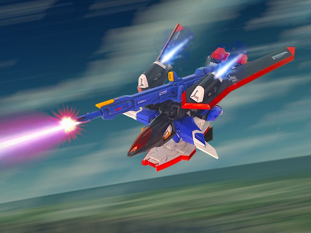 可変機アグニを青く塗って、ハイメガランチャー風にしたのはいいアクセントになりました(gundam-kao6)