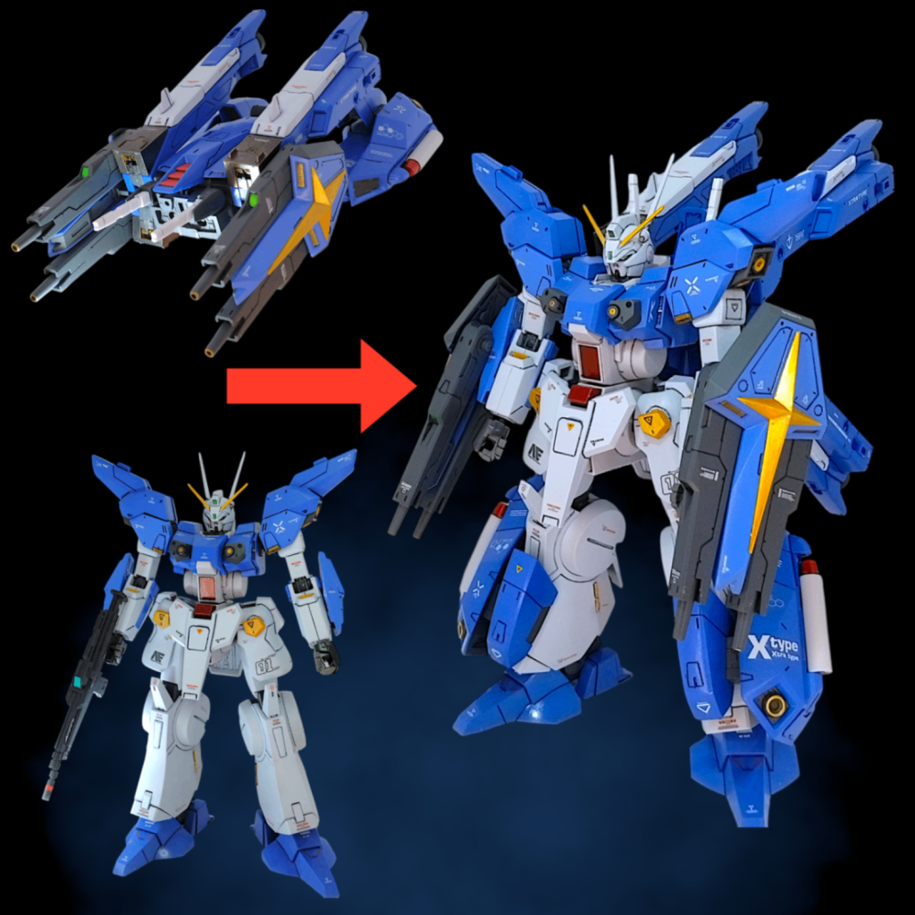 せっかくなので、今回も支援メカとの分離合体が出来るように、いろいろ考えてみました(gundam-kao6)
