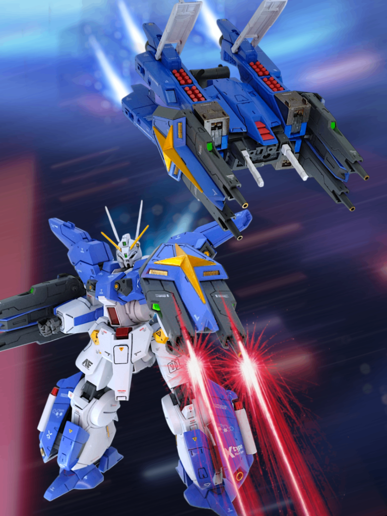分離合体の支援メカMGのF90系ミッションパックXですまぁ価格は割高ですよね・・・(gundam-kao5)でも、さすがにMG。出来はすごくいいです
