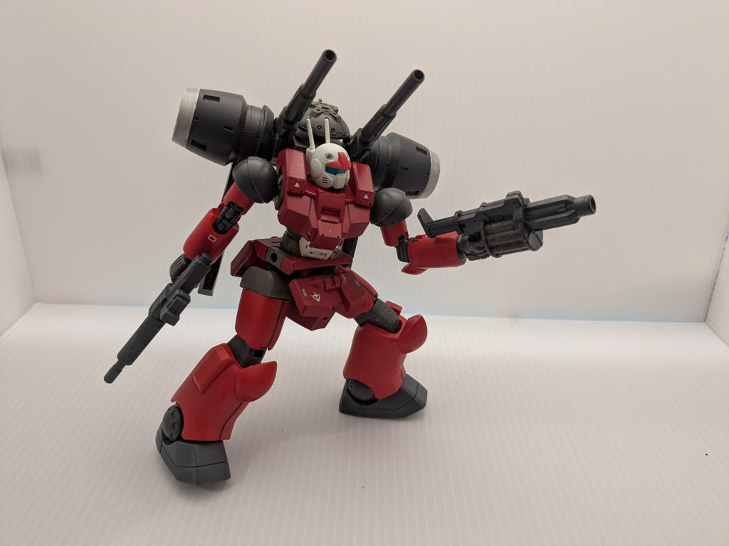 武装はリーオーのビームライフルと30MMからグレネードランチャーを拝借しました。背面のデミトレーナー頭部？は30MMのロイロイと入れ替えて、ビーム砲のロックオン補助システムとしています。