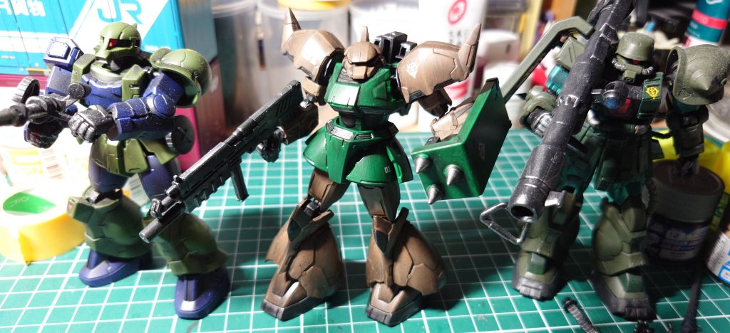 ザク改とザクⅠの武装がなければ出来なかった　Gフレームにこだわって収集している私でないと出来ないですね　笑　自画自賛ですね　笑