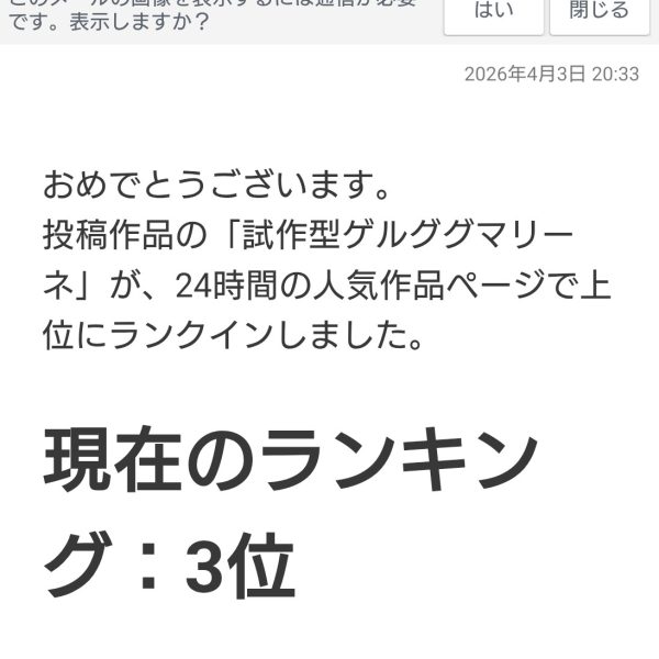 人気作品　３位！　ありがとうございます