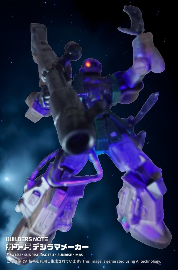 　ザクⅠが高機動型の脚部を装着し、ジャイアントバズを担いで指揮しているかのような写真かある　搭乗者は？　撮影者は？　誰もが抱く疑問ではあろうが、写真の提供者はそういった疑問に答えることを拒否した上で、写真の提供に応じてくれたのである　ただ、歴史の証人たらんとして…