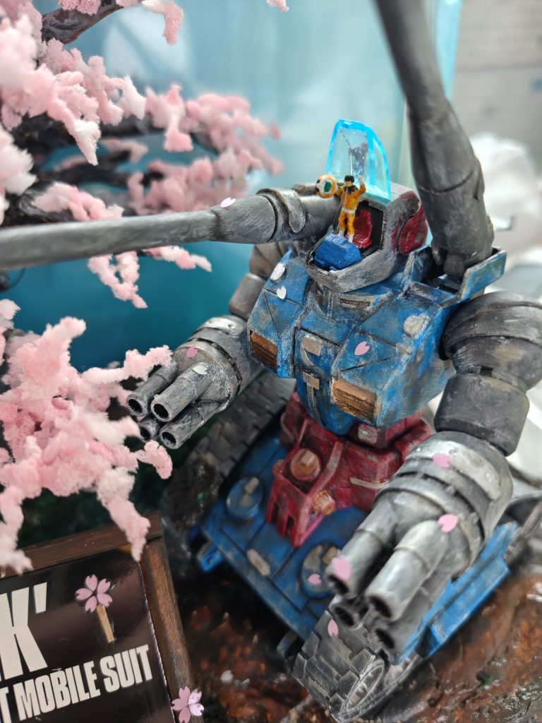 HGガンタンク・ドライブラシ塗装＆桜ジオラマ