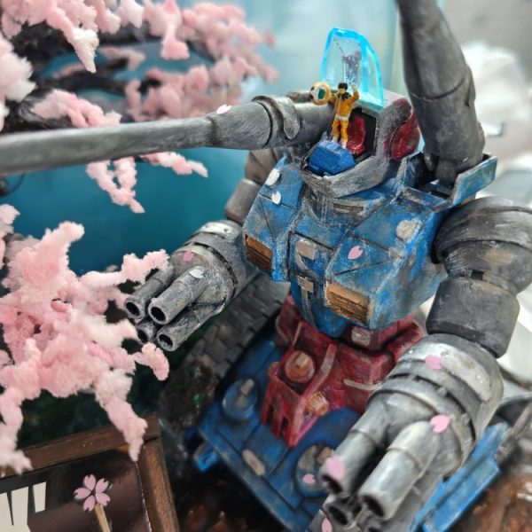HGガンタンク・ドライブラシ塗装＆桜ジオラマ