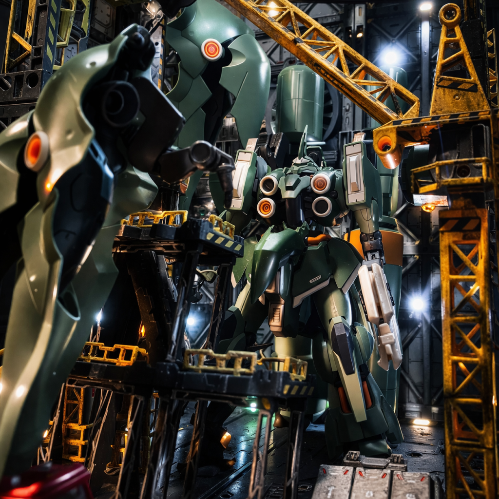 パチ組なので格納庫ジオラマとAIのデジラマ補正に頼りまくりの投稿です😏