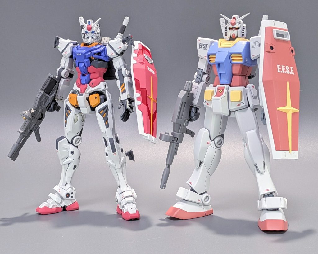 HGUCガンダムと並べて。他のジークアクス版モビルスーツも作ってみたいです。