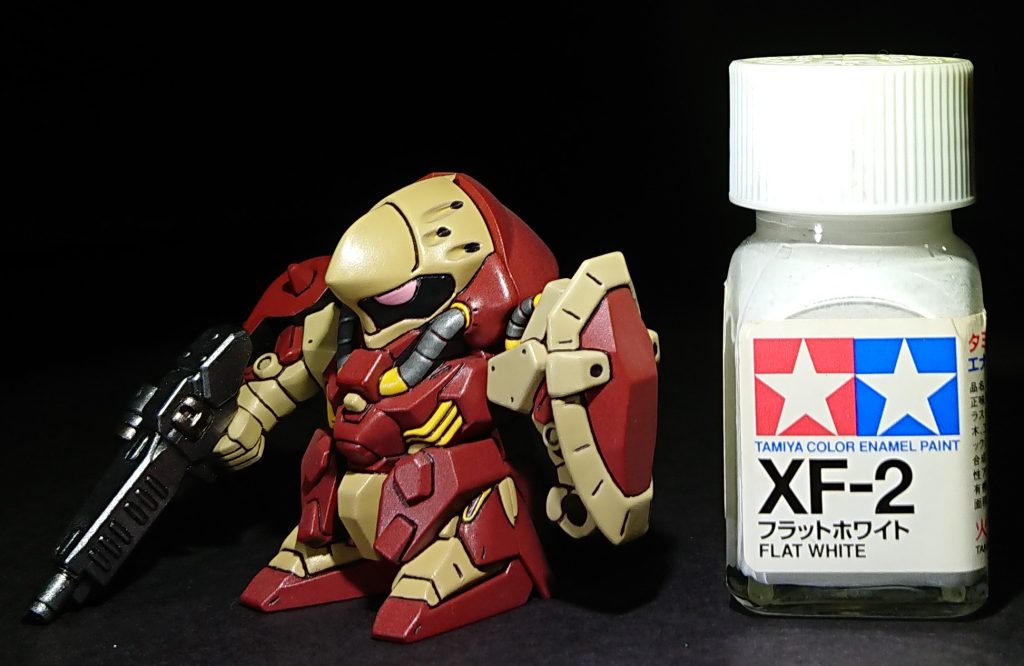 サーフェイサー後にエナメル塗装、つや消しトップコートしています。