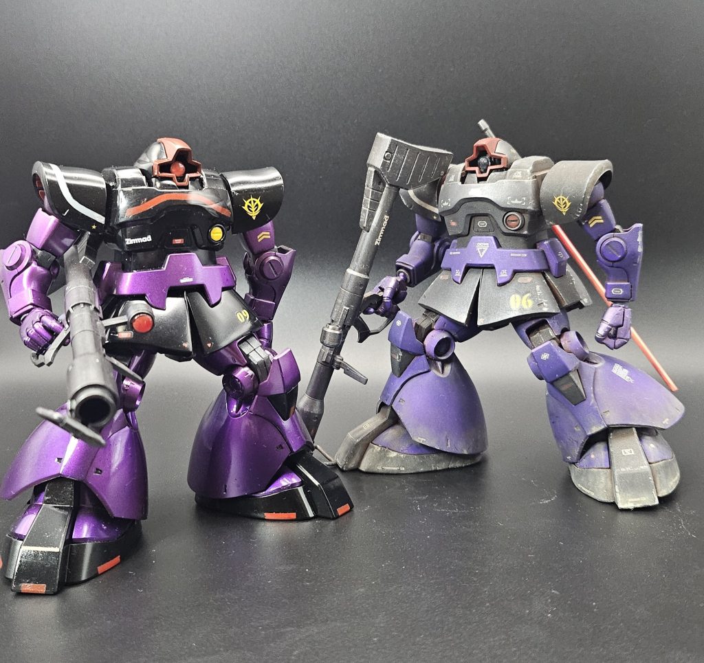 前作ったウェザリングの１機とセットで。これはオルテガとマッシュの設定。もう一個キット手に入れてガイア機を作りたい。