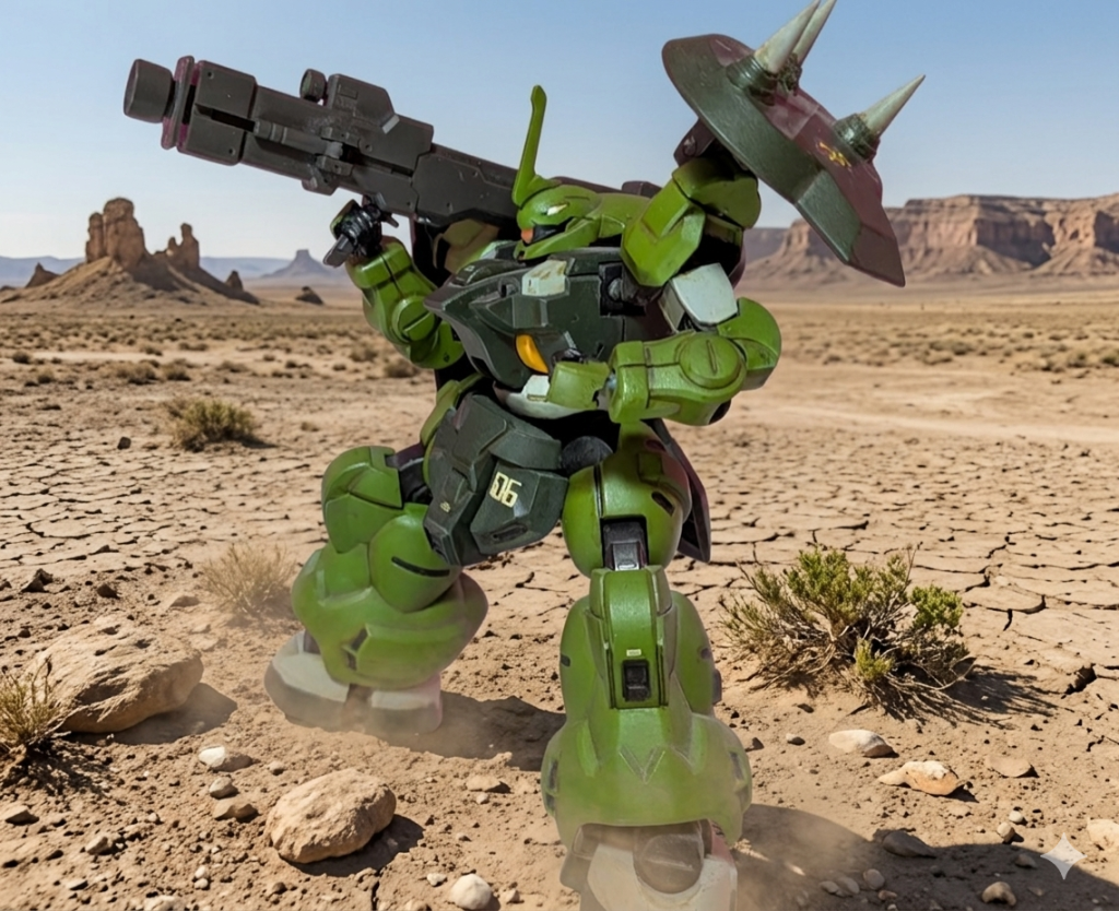 【改造点⑤】&nbsp;バズーカはプレバン限定デミギャリソン付属のものでジャンク品で380円で売られてました。何気に大きいくて、宇宙世紀のMSにも似合う代物です。&nbsp;