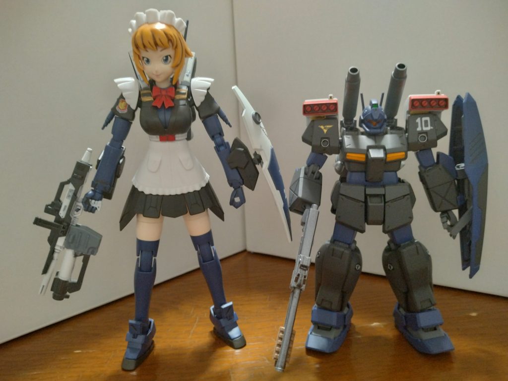 大きさ対比前回投稿のHGジムキャノンⅡと比べるとMGキット並みの頭頂高でした！作ってる時は全然気づきませんでしたｗ