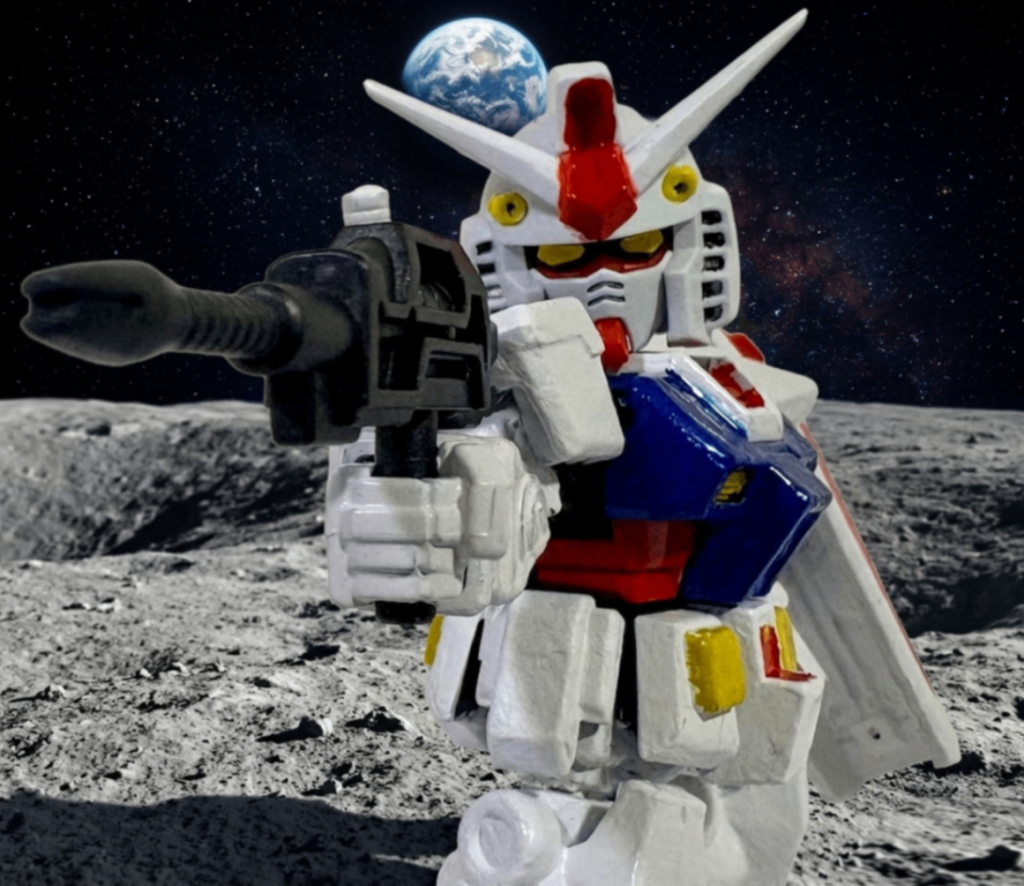 宇宙をバックに。