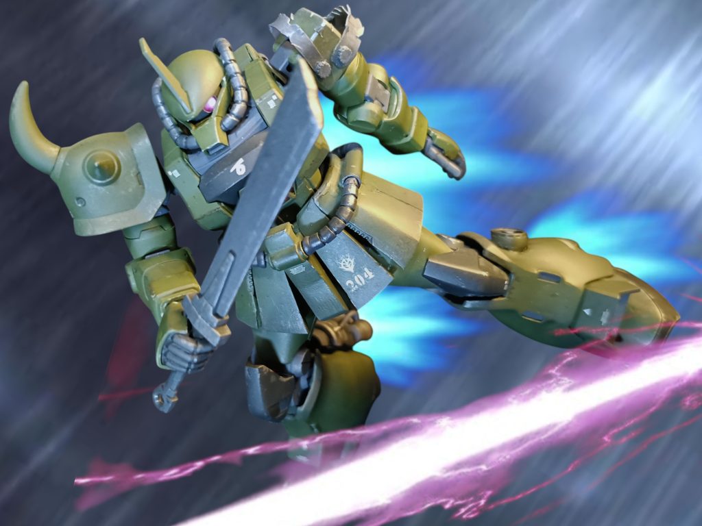 エネルギー切れのヒートサーベルは数合するだけで折れてしまうが、多くの陸戦型ジムの進撃を阻んでいた。