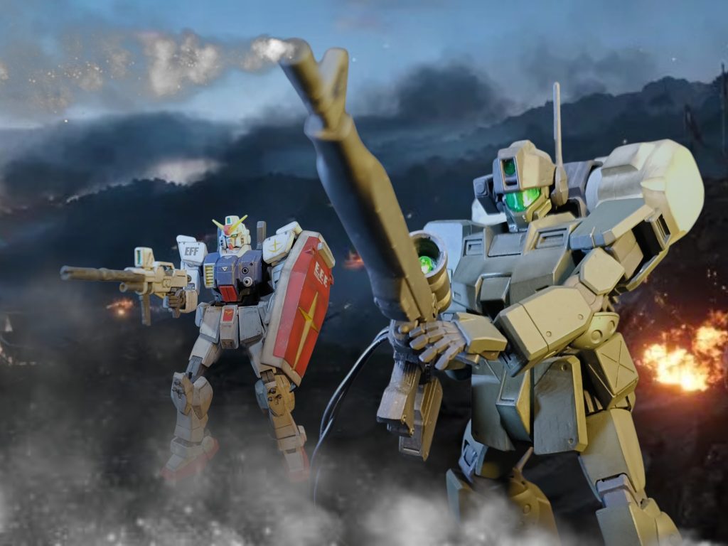 多くの味方を切り裂いてきた鬼神、動きがついに止まる。狙撃機ジムスナイパーⅡの銃口から硝煙がたなびていた。END